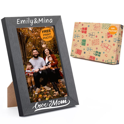 Personalized Picture Frame, Custom Picture Frames, Wooden Customized Photo Frame, Hanging/Tabletop Engraved Picture Frame, Personalized Add Your Custom Text Photo Picture Frame (4x6-Inch) - WoodArtSupply