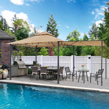 MASTERCANOPY 11 x 11 Patio Gazebo with Extra Side Awning Outdoor Gazebo for for Backyard Garden Lawn,Beige MASTERCANOPY