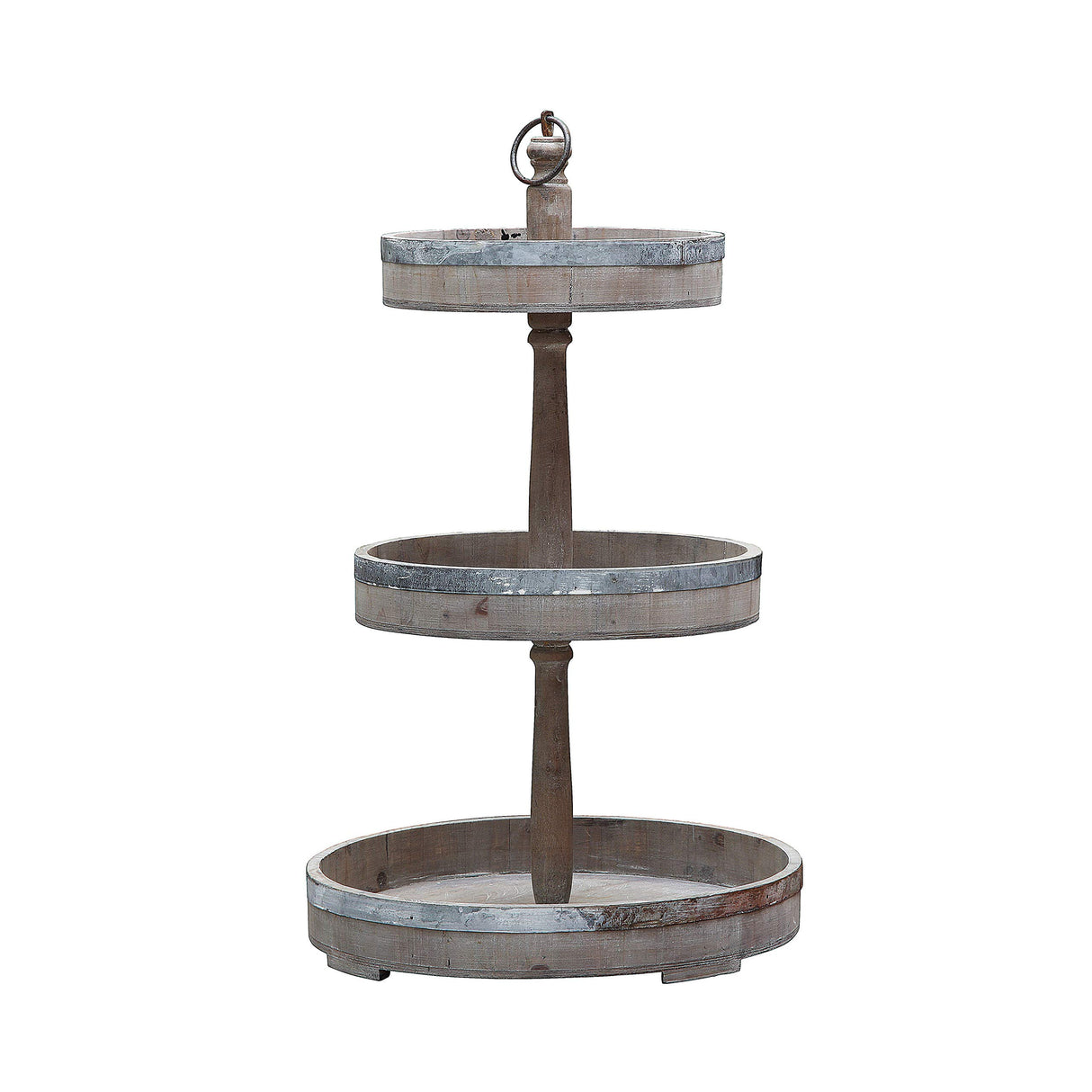 Decorative Wood & Tin 3 Tier Tray Creative Co-Op