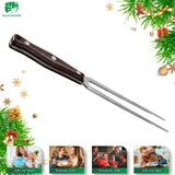 FULLHI butcher's fork with wood Handle Stainless Steel Meat Fork/Kitchen Tool, 12.4 Inch, Carving Fork FULLHI