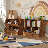 Kids Multifunctional Wooden Bookshelf & Toy Storage Cabinet in Rustic Brown DINZI LVJ