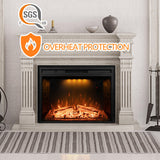 Dreamflame 36 inch Wide 21 inch High Electric Fireplace, Wall Fireplace Electric with Remote Control, Realistic Log and Crackling Sound, Overheating Protection and Timer, 750/1500W Black Dreamflame