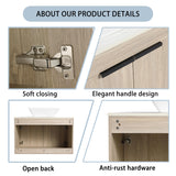 72 Inch Floating Bathroom Vanity, 72" Bathroom Vanity with Sink, Modern Double Sink Vanity Combo,White Oak Wall Mounted Cabinet Set with Open Storage Shelf WoodArtSupply