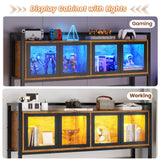 SEDETA L Shaped Gaming Desk with Drawers, L Shaped Computer Desk with Hutch and Storage Shelves, Gaming Desk with Pegboard, Led Lights, and Power Outlet, Home Office Desk, Corner Desk, Rustic Brown SEDETA