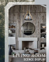 HANASS Pendant Light Fixtures, Farmhouse Wood and Glass Pendant Lighting for Kitchen Island, Rustic Length Adjustable MD89437 HANASS