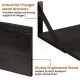 Axeman Floating Shelves for Wall, 8 Inch Deep Black Floating Shelves Set of 2, 16W x 8D Wall Mounted Black Shelves for Bookshelf Living Room Bedroom Home Office Bathroom - Black Axeman