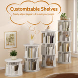 Rotating Bookshelf Tower, 4 Tier Corner Narrow Spinning Bookcase, 360° Revolving Storage Round Book Shelf, Vertical Swivel Lazy Susan Organizer for Kids Rooms Classroom Library Small Space Decor Vividwood