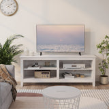 Gyger TV Stand for 65 inch TV with Storage,Modern TV Entertainment Center for Bedroom,TV Media Console Table with 4 Open Storage Shelve,55 inch Wood TV Cabinet White Gyger