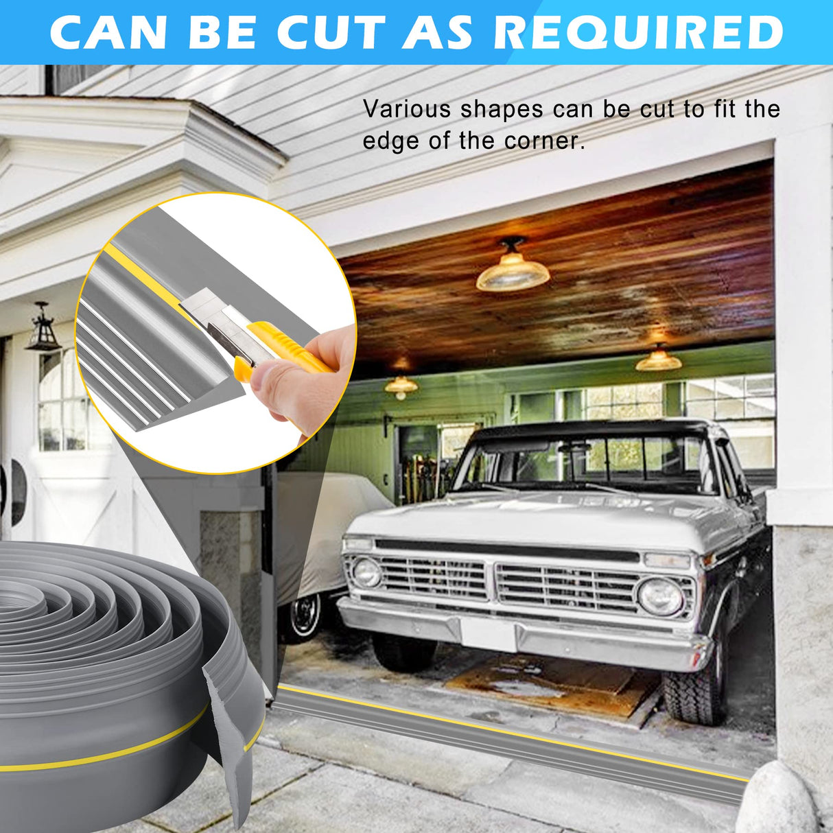 Universal Garage Door Seals Bottom Rubber Weather Stripping Threshold Seal (Garage Door Threshold 10ft(Grey)) Papillon