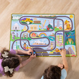 Melissa & Doug Race Around the World Tracks Cardboard Jigsaw Floor Puzzle and Wind-Up Vehicles – 48 Pieces, for Boys and Girls 4+ - FSC Certified Melissa & Doug