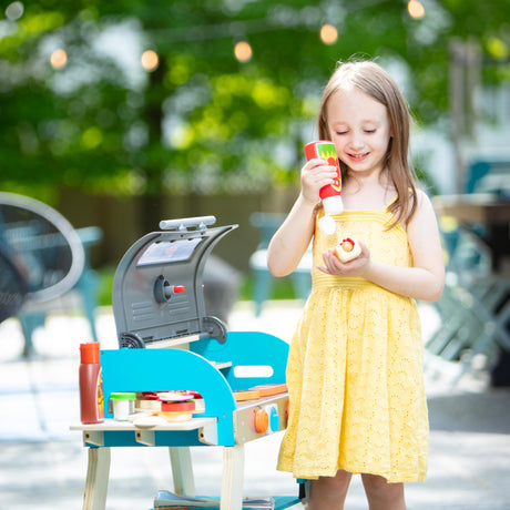 Melissa & Doug Wooden Deluxe Barbecue Grill, Smoker and Pizza Oven Play Food Toy for Pretend Play Cooking for Kids - FSC Certified Melissa & Doug