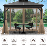 Gazebo Universal Replacement Mosquito Netting, Outdoor Canopy Net Screen 4-Panel Sidewall Gazebo Curtains, with Zippers, Easy to Install, Fit for Most Canopy, Patio, Khaki (10' X 12') WoodArtSupply