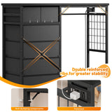 EnHomee 49.2" W Dresser for Bedroom with Hanging Rack 6 Drawers Dresser with LED Lights Fabric Dressers & Chest of Drawer with Clothes Rack,Wooden Top,Grid Panel,Closet,Black 49.2" Wx47.2 Hx15.8 D EnHomee