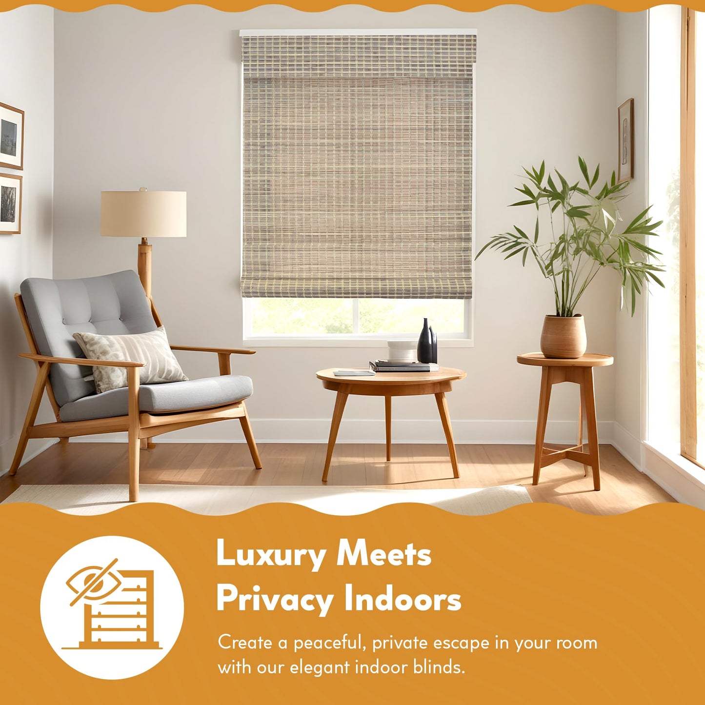 Radiance Cordless Bamboo Roman Shades for Windows - Flatweave Bamboo Blinds for Reduce Bright Light - Easy to Lift & Fold Up Window Shades - Driftwood - 35 in. W x 48 in. L - (02208870E)