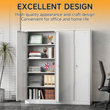 Kooyon Metal Storage Cabinet with Locking Doors and 4 Adjustable Shelves,71"" Tall Metal Garage Storage Cabinet,Metal Cabinet Storage for Office,Home,Garage,Gym,School (White/Required-Assembly) Kooyon