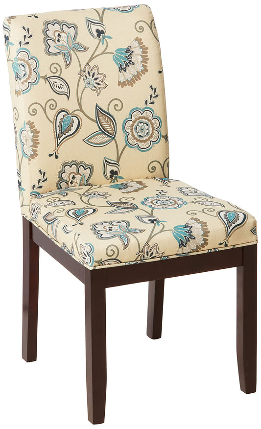 OSP Home Furnishings Dakota Upholstered Parsons Chair with Espresso Finish Wood Legs, Avignon Sky - WoodArtSupply