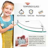 KES Glass Corner Shelf for Bathroom Corner Shelf 2 Pack Tempered Glass Shelf with Rail SUS 304 Stainless Steel Wall Mounted Brushed Finish, BGS2101A-2-P2 KES