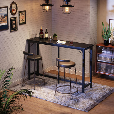 ODK 63 inch Bar Table, Bar Height Pub Table, Counter Height Bar Table, Rectangular High Top Kitchen & Dining Counter Tables with Sturdy Legs & Easy-to-Clean Top, Indoor use, Black ODK
