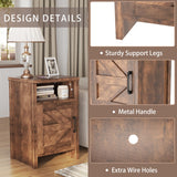 JUMMICO Farmhouse Nightstand, Modern Bedside Table with Barn Door and Shelf, Rustic End Table Side Table for Bedroom, Living Room (1, Rustic Oak) JUMMICO