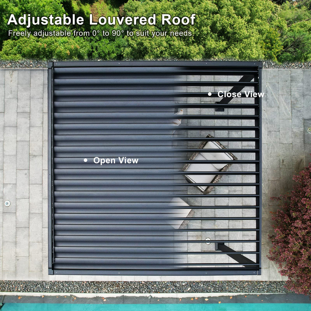 MASTERCANOPY 10’ X 10’ Louvered Pergola Outdoor Aluminum Patio Pergola with Adjustable Roof for Deck Backyard Garden (Black) MASTERCANOPY