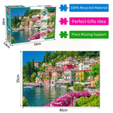 500 Piece Jigsaw Puzzle for Adults -Lake Como Scenery, Italy Jigsaw Puzzles 500 Pieces Puzzles for Adults-Finished Size 19.3" x 13.7" HUADADA