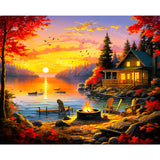dlebay Diamond Art Kits for Adults,Sunset Diamond Painting Kits for Adults,5d Diamond Painting Kit Dimond Art with Diamond Art Accessories,DIY Full Drill Paint by Diamonds,Home Wall Decor 12 x 16inch Dlebay