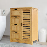 VEIKOUS Bathroom Floor Cabinet with 4 Drawers, Bamboo Freestanding Small Bathroom Storage Cabinet with 2 Removable 23.7inchW x 32.5inchH x 11.9inchD bamboo-floor-cabinet-1 bamboo-floor-cabinet VEIKOUS