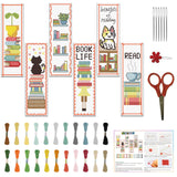 FREEBLOSS 6 Set Cross Stitch Bookmark Kit Cross Stitch Kit Cute Stamped Embroidery Bookmark with Instruction for Adults DIY Stitching Kits 8''x2.4'' FREEBLOSS