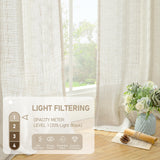 LAMIT Natural Ivory Linen Semi Sheer Curtains 84 inch Length, Cream Light Filtering Soft Thick Neutral Living Room Drapes with Bronze Grommet for Bedroom/Farmhouse, 2 Panels, 52 x 84 Inch LAMIT