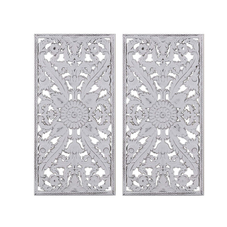 Madison Park Wall Art Living Room Décor - Vintage Botanical Carved Wooden Panel Home Accent Bathroom Decoration Ready to Hang Frames for Bedroom, 15.75" W x 31.5" L x 0.59" D, White 2 Piece Madison Park