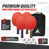 JOOLA Ping Pong Paddle Set with Balls & Carrying Case - Set of 4 or 2 Table Tennis Paddles - Advanced Ping Pong Rackets & Portable Table Tennis Accessories for 2-4 Players JOOLA