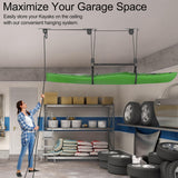 TRUSOON 2025 Upgrade Kayak Storage Hoist for Garage Ceiling, Heavy Duty Kayak Pulley System, Hold Up to 150 lbs Capacity, Canoe Garage Lift Storage System, Fit 10-14 Foot Ceilings, Black TRUSOON