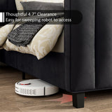 AMERLIFE King Size Bed Frame, Velvet Upholstered Platform Bed with Vertical Channel Tufted Headboard & Footboard/Wingback, Mattress Foundation with Wood Slats, No Box Spring Needed, Black AMERLIFE