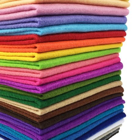 flic-flac 28pcs 12 x 8 inches (30cmx20cm) 1.4mm Thick Soft Felt Fabric Sheet Assorted Color Felt Pack DIY Craft Sewing Squares Nonwoven Patchwork flic-flac