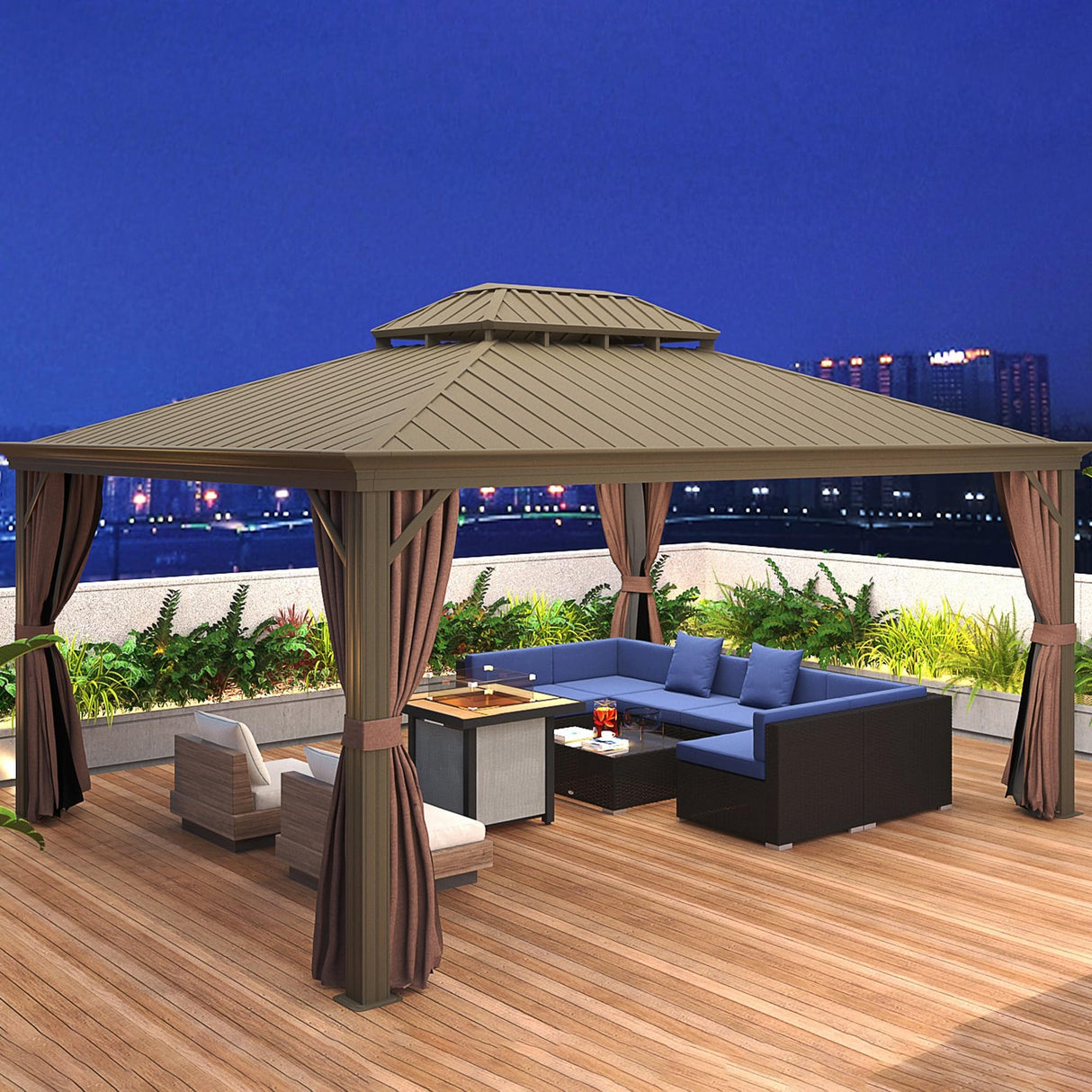 Outsunny 7-Piece Patio Furniture Sets Outdoor Wicker Conversation Sets All Weather PE Rattan Sectional Sofa Set with Cushions & Tempered Glass Desktop, Dark Blue Outsunny