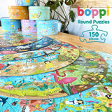boppi Dinosaurs Round Jigsaw Puzzle with 100% Recycled Card T-rex Stegosaurus and Triceratops Fossils 150 Pieces for Children 5 6 7 8 Years 58cm Diameter boppi