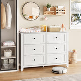 IDEALHOUSE White Dresser for Bedroom, Large 6 Drawer Dresser with Deep Drawers & Metal Knobs, Modern Wooden Double Chests of Drawers for Entryway, Hallway IDEALHOUSE