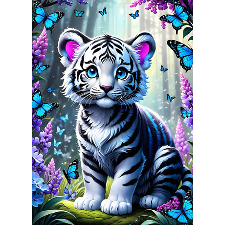 DPHERO Cute Tiger Diamond Painting Kits for Beginners Adults,5D DIY Rose Flowers Diamond Art Kits,Round Full Drill Butterfly Painting Art,DIY Paint by Numbers for Home Wall Decor 12x16 inch DPHERO