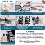 TAILI Shower Caddy Suction Cup 2 Pack with Hooks & Soap holder, Heavy Duty Shower Organizer for Bathroom, No Drilling Bathroom Organizer with Large Capacity, Black Metal Storage Basket TAILI