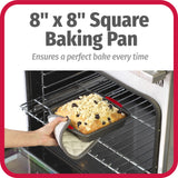 GoodCook MegaGrip 8” x 8” Non-Stick Square Baking Pan with Silicone Grip Handles - Heavy-Gauge Steel Cake Pan Baking Dish for Brownies, Bread, Cake, Baked Goods GoodCook