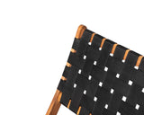 Patio Sense 62774 Sava Indoor Outdoor Folding Chair Low Slung Portable Seating Solid Acacia Wood Woven Seat & Back Indoors Porch Lawn Garden Fishing Sporting - Black Webbing Patio Sense