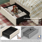 Belffin Twin Size Bed Frame with 1 Storage Drawer, Upholstered Bed Frame with Adjustable Diamond Headboard, Velvet Modern Platform Bed Frame, No Box Spring Needed, Easy to Assemble, Beige Belffin