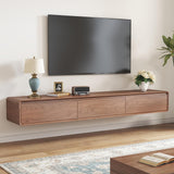 Modern Walnut TV Stand - Mid Century Floor or Floating TV Console, Versatile Entertainment Center with 3 Drawers Fits 65-75-85 Inches TV for Living Room (78.74") Etelifrank