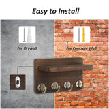 Nekon Key Holder Wall Mount, 8.5 Inch Small Home Decor Wooden Wall Organizer with 4 Hooks and Shelf, Wall Decor for Living Room Entryway Kitchen (Brown) Nekon