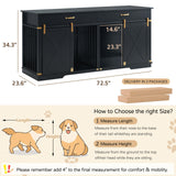 EDYO LIVING Extra Large Furniture Style Double Dog Crates, 72.5" Farmhouse Wooden Dog Kennel Furniture with Drawers, Divider, Water Resistant & Barn Door for 2 Dogs, Black EDYO LIVING