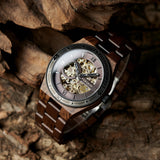 BOBO BIRD Mens Wood Watches Skeleton Mechanical Wooden Watch Lightweight Luxury Wristwatches with Natural Wood Band of Limited Edition Collection for Men (red) BOBO BIRD