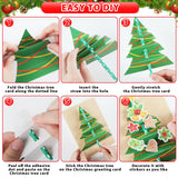 Justforjoyful 24 Sets Christmas Card Making Craft Kit for Kids 3D Christmas Tree Cards Crafts DIY Handmade Greeting Card Holiday Xmas Art and Crafts Supplies for Christmas Home Classroom Activities Justforjoyful