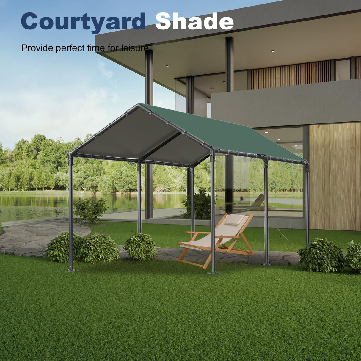 Carport 10x20ft Heavy Duty Car Tent, Portable Garage, Car Shelter, All-Season Tarp Tent for Car, Party，Green Grezone