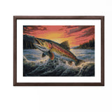 Trout Fish Jump from Water Sunset DIY 5D Diamond Art Painting by Number Kits for Adults Paint with Round Full Drill Diamond Gems Painting Art Craft for Home Wall Decor 11.8x15.8in(1) Generic