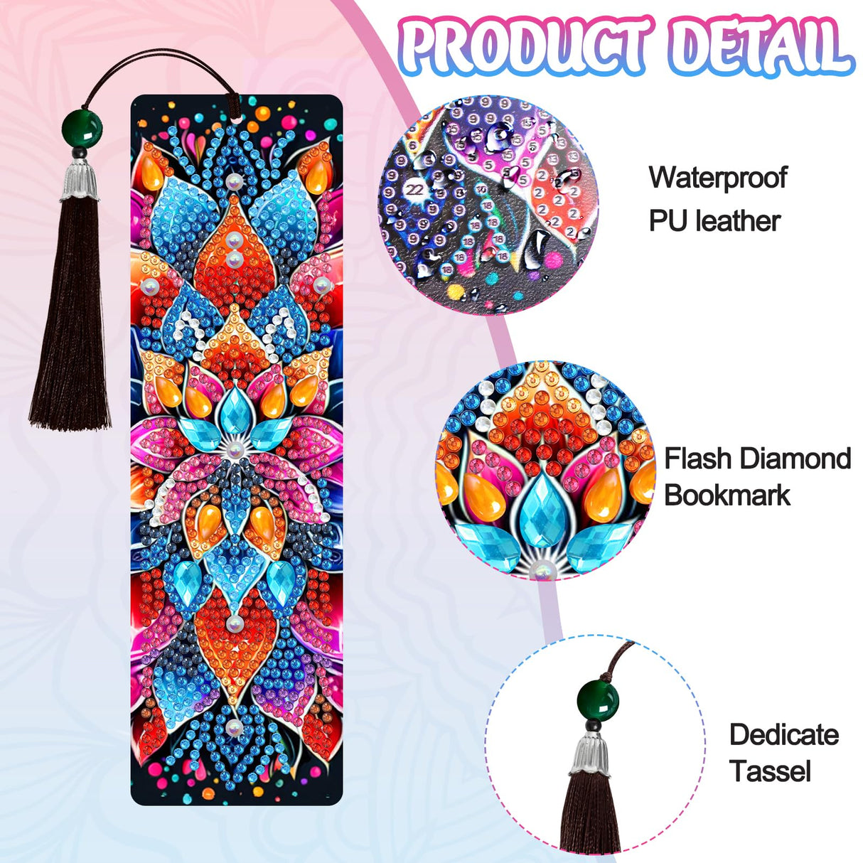 Wivico 6 Pcs Diamond Art Bookmarks Kits for Adults,DIY Small Diamond Painting Bookmark, 5D Diamonds Dot Craft Making for Book Lovers(Mandala) Wivico